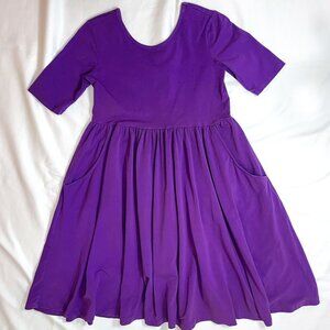 Hanna Andersson Purple Cotton Short Sleeved Dress Size 10 |  Fit and Flare NWOT